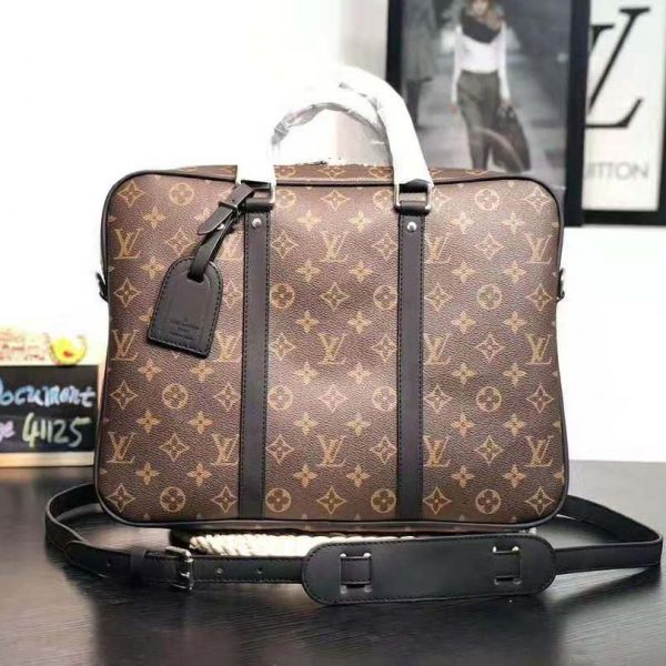 Louis Vuitton LV Men Porte-Documents Voyage PM in Monogram Macassar Canvas-Brown (2)