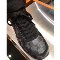 Louis Vuitton LV Men Rivoli Sneaker Boot Shoes in Iconic Damier Graphite Canvas-Grey (1)