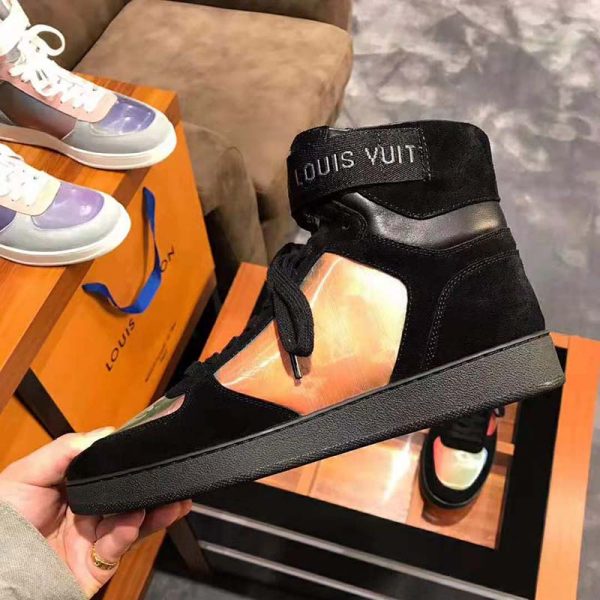 Louis Vuitton LV Men Rivoli Sneaker Boot Shoes in Suede Calf Leather-Black (3)