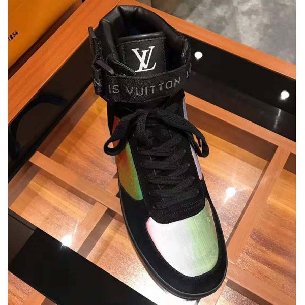 Louis Vuitton LV Men Rivoli Sneaker Boot Shoes in Suede Calf Leather-Black (7)