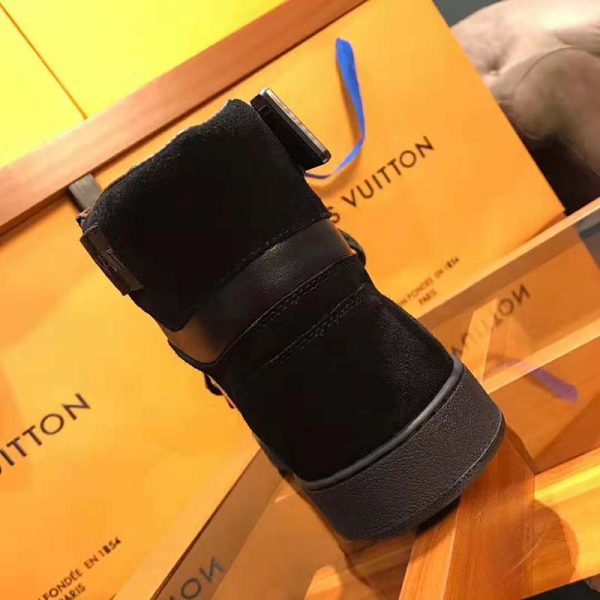 Louis Vuitton LV Men Rivoli Sneaker Boot Shoes in Suede Calf Leather-Black (8)