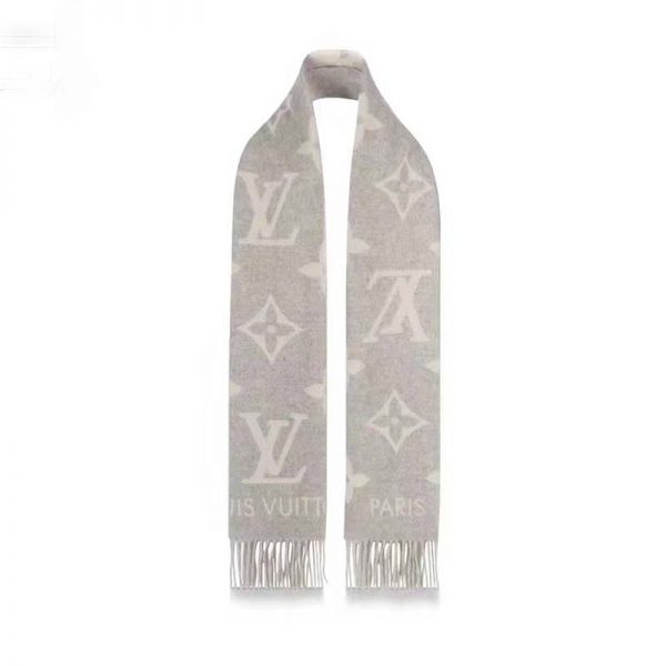 Louis Vuitton LV Unisex Reykjavik Scarf with Monogram Flowers and LV Initi (1)