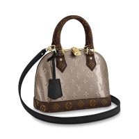 Louis Vuitton LV Women Alma BB Handbag in Metallic Monogram Vernis Patent Leather-Silver (1)