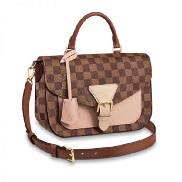 Louis Vuitton LV Women Beaumarchais Flap Bag in Damier Ebene Coated Canvas-Pink (1)