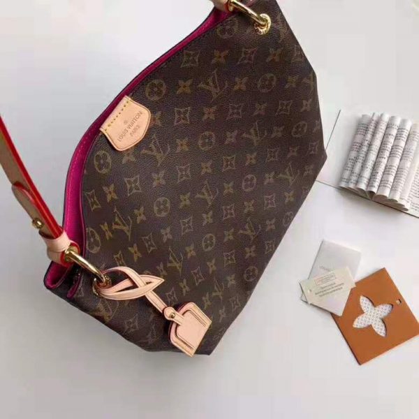 Louis Vuitton LV Women Graceful PM Hobo in Classic Monogram Canvas-Beige (4)