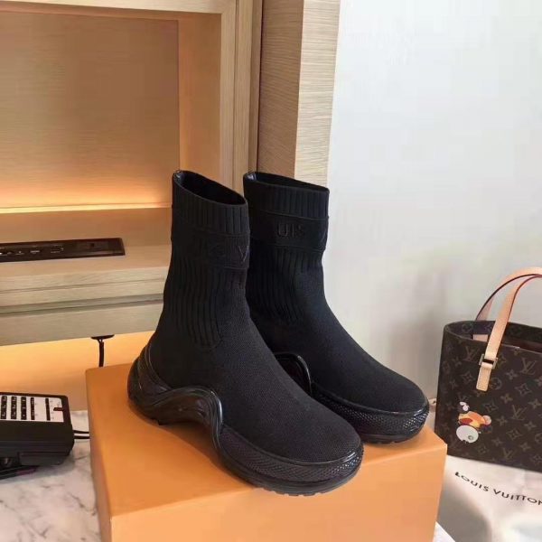 Louis Vuitton LV Women LV Archlight Sneaker Boot in Black Stretch Textile (3)