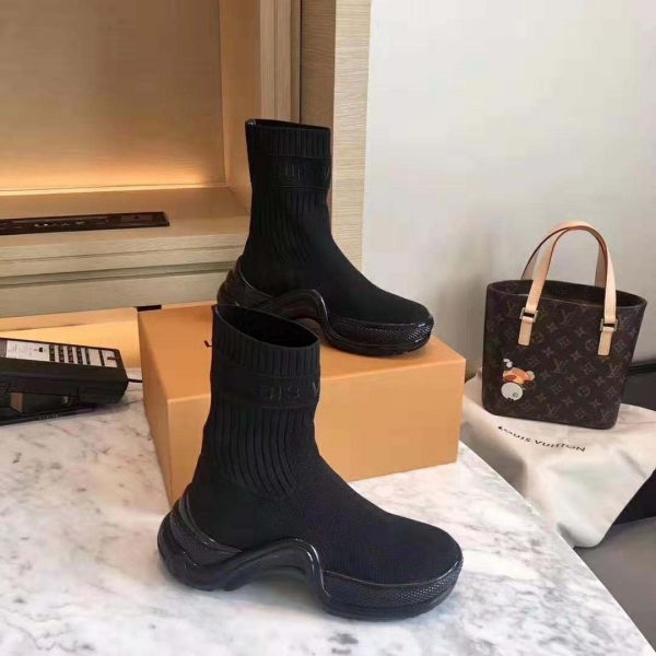 Louis Vuitton LV Women LV Archlight Sneaker Boot in Black Stretch Textile (4)