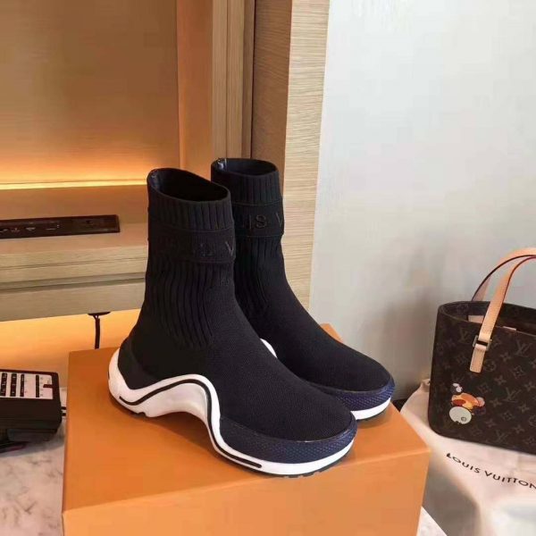 Louis Vuitton LV Women LV Archlight Sneaker Boot in Black and Blue Stretch Textile (2)