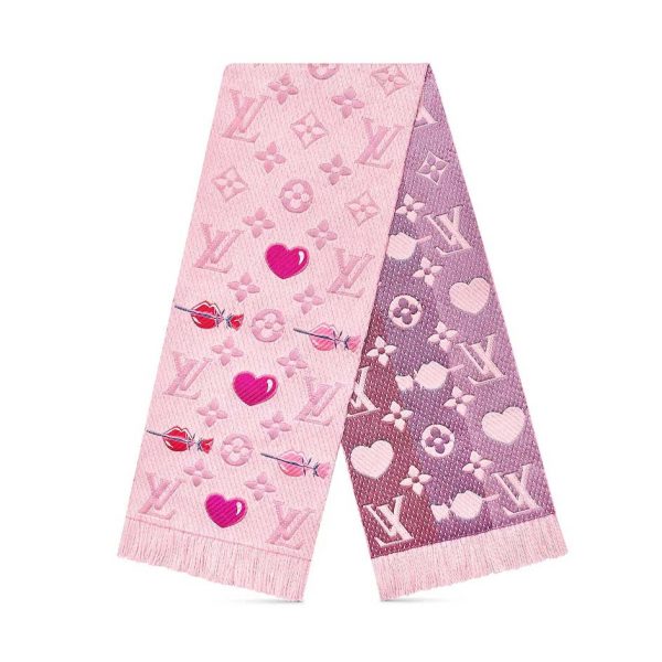 Louis Vuitton LV Women Logomania A La Folie Scarf with Silk Wool-Pink (1)