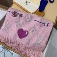 Louis Vuitton LV Women Logomania A La Folie Scarf with Silk Wool-Pink (1)