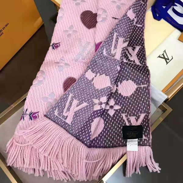 Louis Vuitton LV Women Logomania A La Folie Scarf with Silk Wool-Pink (5)