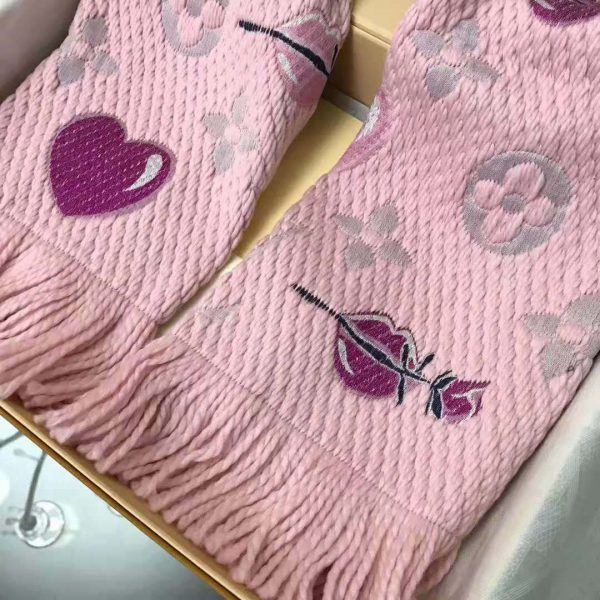 Louis Vuitton LV Women Logomania A La Folie Scarf with Silk Wool-Pink (8)