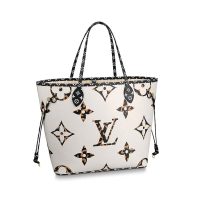 Louis Vuitton LV Women Neverfull MM Tote Bag in Monogram Canvas-White