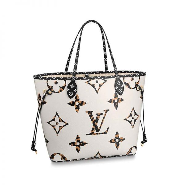 Louis Vuitton LV Women Neverfull MM Tote Bag in Monogram Canvas-White (1)