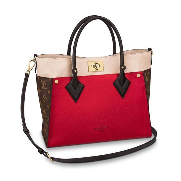 Louis Vuitton LV Women On My Side Bag in Small-Grained Calf Leather-Red (1)