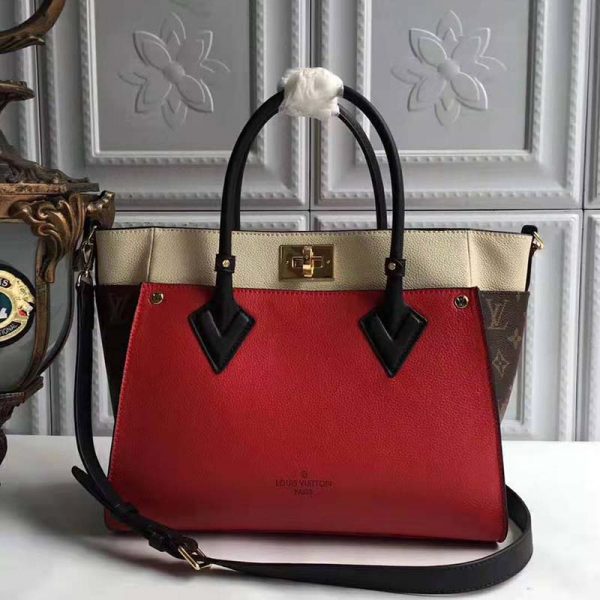 Louis Vuitton LV Women On My Side Bag in Small-Grained Calf Leather-Red (2)