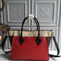 Louis Vuitton LV Women On My Side Bag in Small-Grained Calf Leather-Red (1)