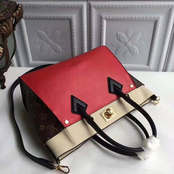 Louis Vuitton LV Women On My Side Bag in Small-Grained Calf Leather-Red (6)