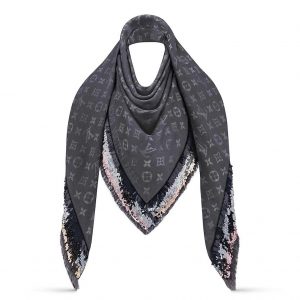 Louis Vuitton LV Women Party Monogram Shawl Triangle Scarf with Luxurious Silk and Wool