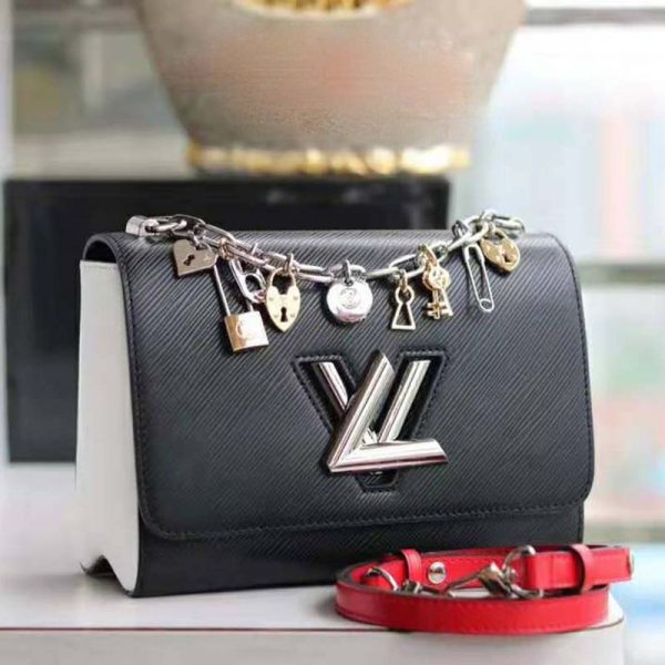 Louis Vuitton LV Women Twist MM LV Love Lock Charms Handbag in Epi Cowhide Leather-Black (2)