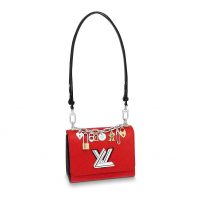 Louis Vuitton LV Women Twist PM LV Love Lock Charms Handbag in Epi Cowhide Leather-Red (1)