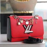 Louis Vuitton LV Women Twist PM LV Love Lock Charms Handbag in Epi Cowhide Leather-Red (1)