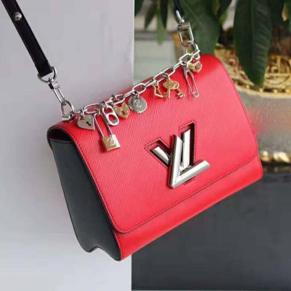 Louis Vuitton LV Women Twist PM LV Love Lock Charms Handbag in Epi Cowhide Leather-Red (3)