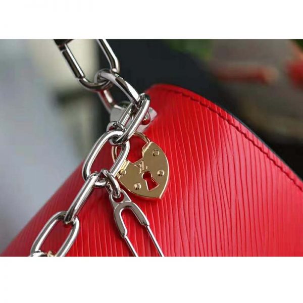 Louis Vuitton LV Women Twist PM LV Love Lock Charms Handbag in Epi Cowhide Leather-Red (6)