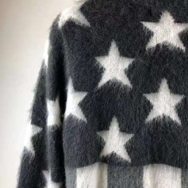 Louis Vuitton LV Women USA Flag Mohair Jacquard Crewneck Sweater-Grey (9)