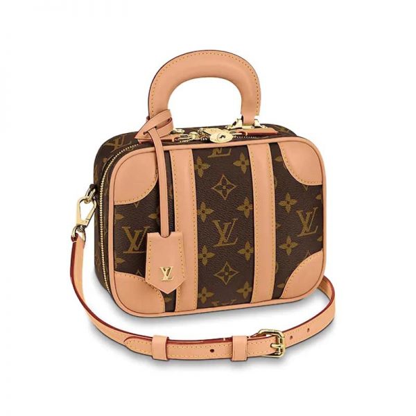 Louis Vuitton LV Women Valisette BB Handbag in Monogram Canvas with Natural Cowhide Leather-Brown (1)