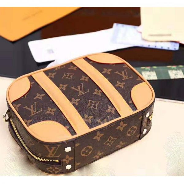 Louis Vuitton LV Women Valisette BB Handbag in Monogram Canvas with Natural Cowhide Leather-Brown (4)