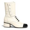 Chanel Women Ankle Boots Calfskin & Patent Calfskin 4.6 cm Heel-Beige