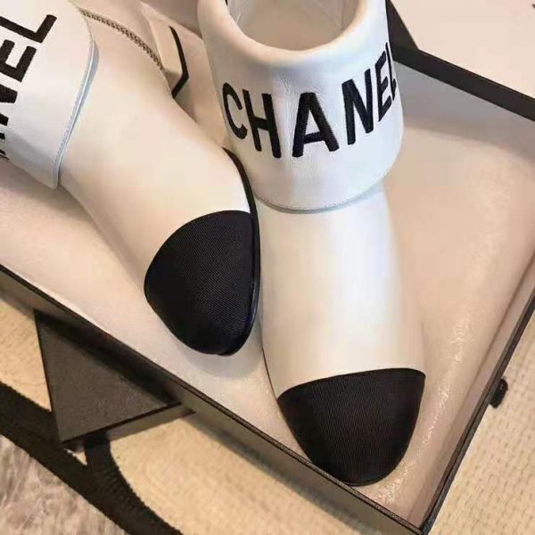 Chanel Women Ankle Boots in Lambskin & Grosgrain Leather 1.5 cm Heel-Beige (5)
