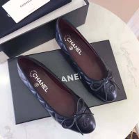 Chanel Women Ballerinas in Aged Calfskin Leather-Black (1)