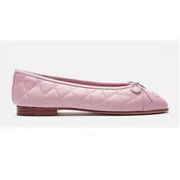 Chanel Women Ballerinas in Aged Calfskin Leather-Pink (1)