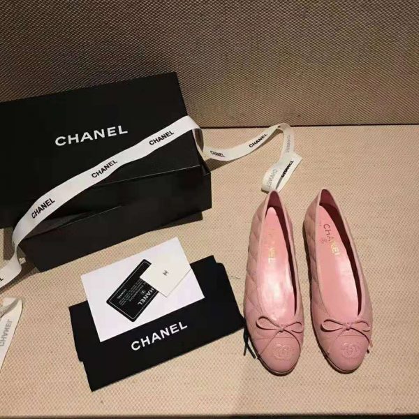 Chanel Women Ballerinas in Aged Calfskin Leather-Pink (5)