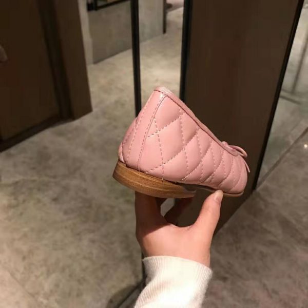 Chanel Women Ballerinas in Aged Calfskin Leather-Pink (9)