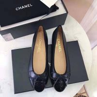 Chanel Women Ballerinas in Lambskin & Patent Calfskin-Black (1)