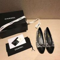 Chanel Women Ballerinas in Tweed Fabrics-Black (1)