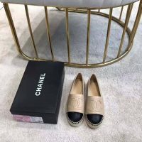 Chanel Women Espadrilles in Lambskin Leather-Beige (9)