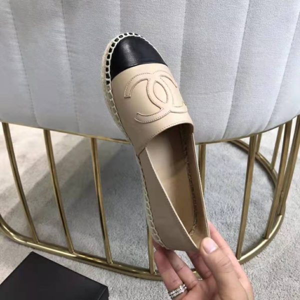 Chanel Women Espadrilles in Lambskin Leather-Beige (2)