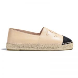 Chanel Women Espadrilles in Lambskin Leather-Beige