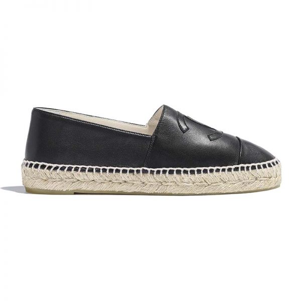 Chanel Women Espadrilles in Lambskin Leather-Black (1)