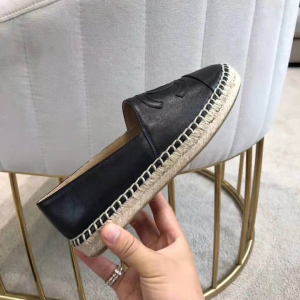 Chanel Women Espadrilles in Lambskin Leather-Black (5)