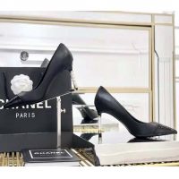 Chanel Women Pumps Lambskin & Patent Calfskin 10 cm Heel-Black (1)