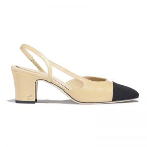 Chanel Women Slingbacks in Goatskin & Grosgrain 6.7 cm Heel-Sandy