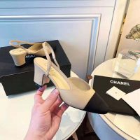 Chanel Women Slingbacks in Goatskin & Grosgrain 6.7 cm Heel-Sandy (1)