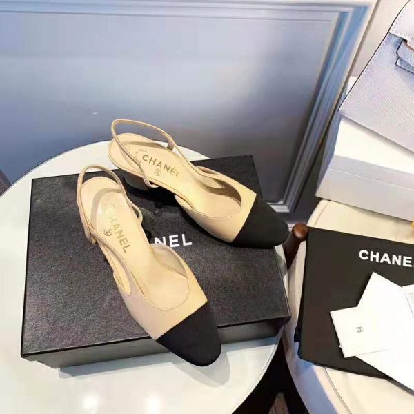 Chanel Women Slingbacks in Goatskin & Grosgrain 6.7 cm Heel-Sandy (7)