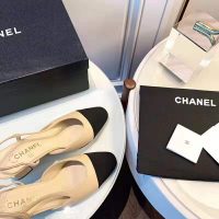 Chanel Women Slingbacks in Goatskin & Grosgrain 6.7 cm Heel-Sandy (1)