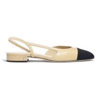 Chanel Women Slingbacks in Goatskin & Grosgrain-Sandy (1)